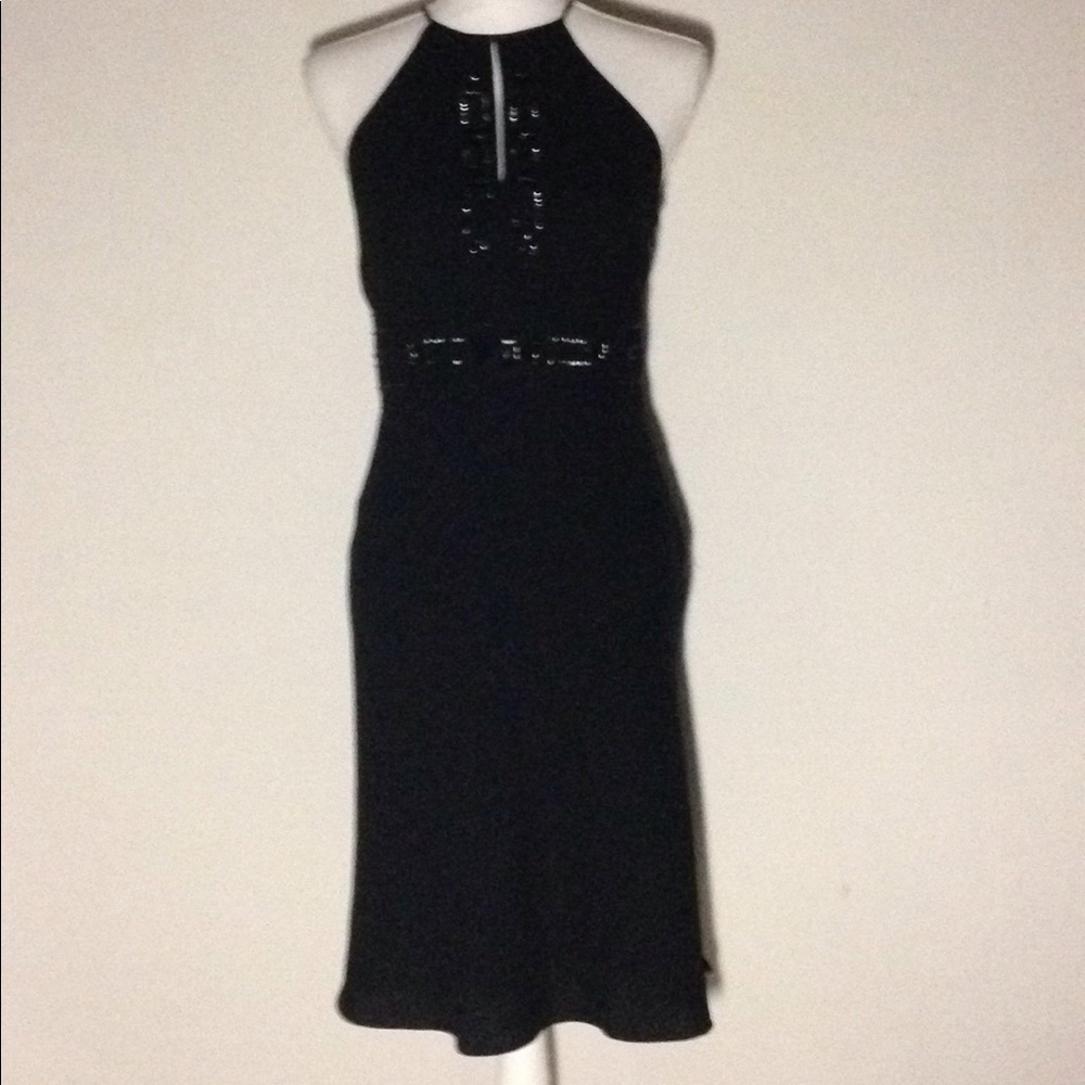 Jones New York Beaded Silk Halter Dress Size 8 EUC
